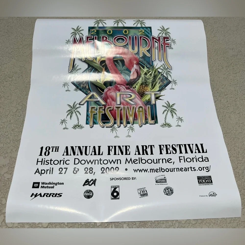 Melbourne Art Festival 2002 Pink Flamingo Authentic VTG Promo Poster 17 X 22 NEW